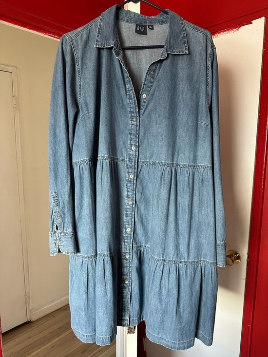 GAP Dresses & Skirts - GAP Washed Blue Denim Button-Front Shirt Dress